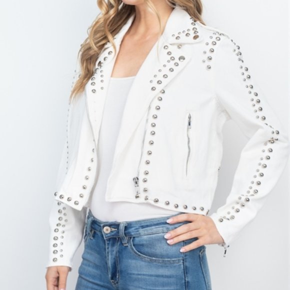 White Denim Studded jacket - Picture 6 of 15